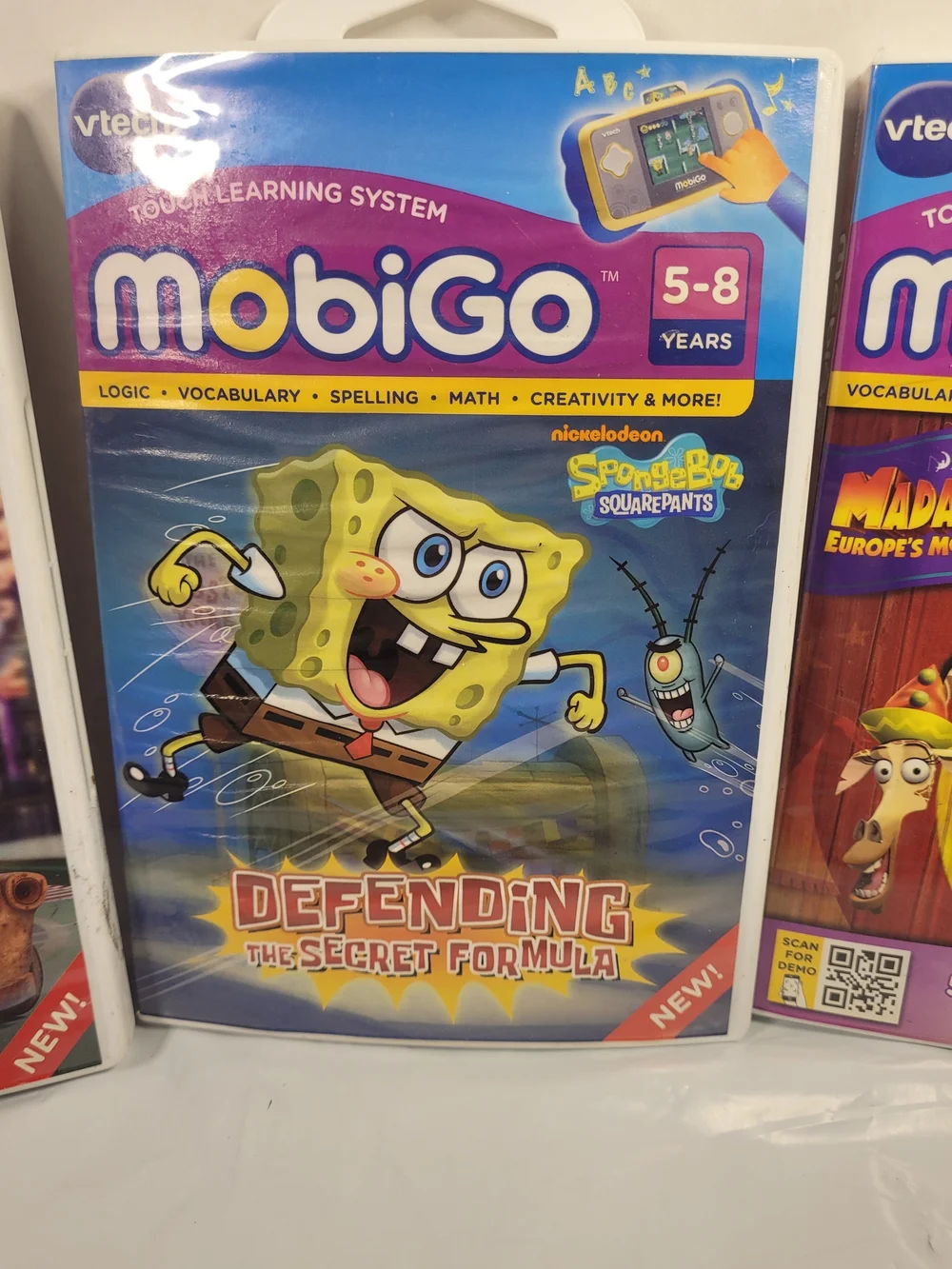 Lot Of 3 MobiGo Vtech Games Cars SpongeBob Madagascar (U)